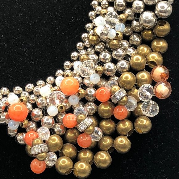 Pam Hiran for Anthropologie Statement Necklace Beaded Peter Pan Collar - Picture 4 of 11